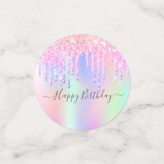 21歳の誕生日グリッターフォトレインボーホログラフィック コンフェッティ (スモール正面)