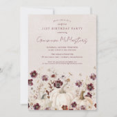 21歳の誕生日サプライズパーティーかぼちゃワイルドフラワー 招待状 (正面)