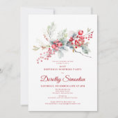 21歳の誕生日サプライズパーティーグリーンリーレッドベリー 招待状 (正面)