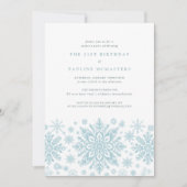 21歳の誕生日サプライズパーティーブルースノーフレーク 招待状 (正面)