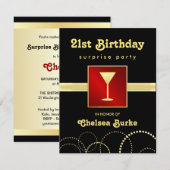 21歳の誕生日サプライズパーティー - どんな行事にも使える招待状 招待状 (正面/裏面)