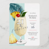 21歳の誕生日サマーグリーンカクテルパーティー 箔招待状 (正面)