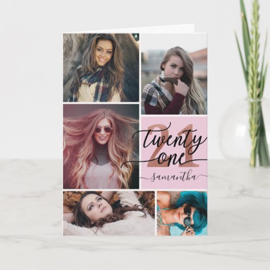21歳の誕生日シックなフォトカード カード (正面)
