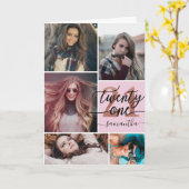 21歳の誕生日シックなフォトカード カード (黄色い花)