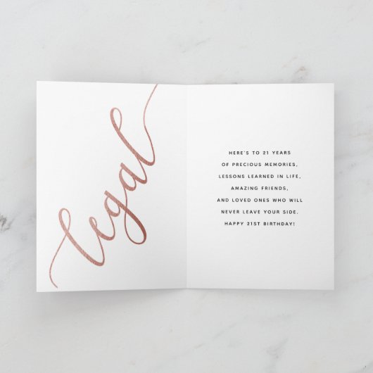 21歳の誕生日シックグリッターグラデーション カード (内部)