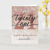 21歳の誕生日シックグリッターグラデーション カード (黄色い花)