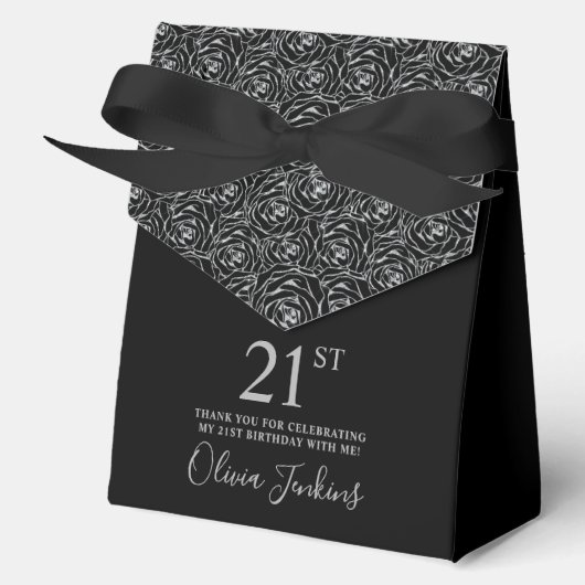 21歳の誕生日シルバーグリッタローズ御礼 フェイバーボックス (正面)