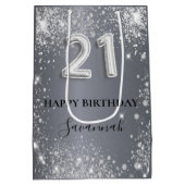 21歳の誕生日シルバーグリッターダストモノグラム ミディアムペーパーバッグ (裏面)