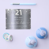 21歳の誕生日シルバーグリッター予算セーブザデート チラシ (シングル)