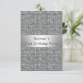 21歳の誕生日シルバーグレーマーレタイルパターン 招待状 (スタンド正面)