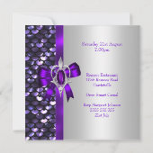 21歳の誕生日シルバーシークインパープルダイヤモンドボウ 招待状 (裏面)
