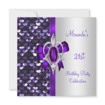 21歳の誕生日シルバーシークインパープルダイヤモンドボウ