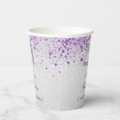 21歳の誕生日シルバーパープルグリッター名 紙コップ (右)