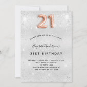 21歳の誕生日シルバー金ゴールドグリッター 招待状 (正面)