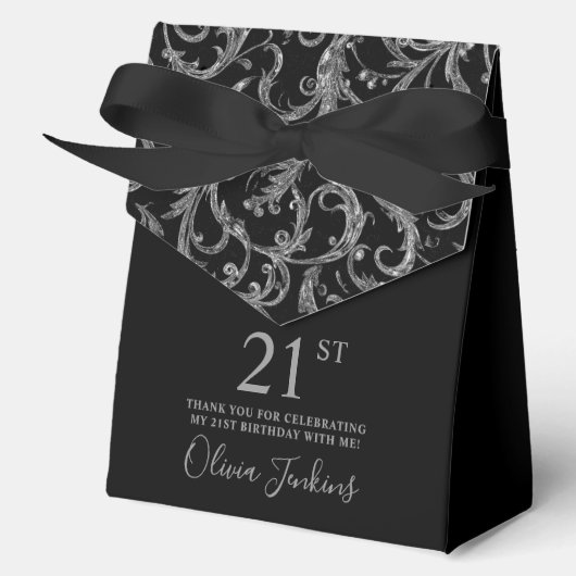 21歳の誕生日シルバー+スワールサンクスユー フェイバーボックス (正面)