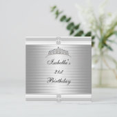 21歳の誕生日ジュエルティアラ銀白色 招待状 (スタンド正面)