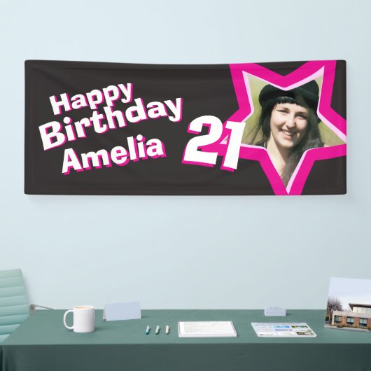 21歳の誕生日スターカスタムフォトバナー 横断幕 (トレードショー)