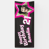 21歳の誕生日スターカスタムフォトバナー 横断幕 (縦)