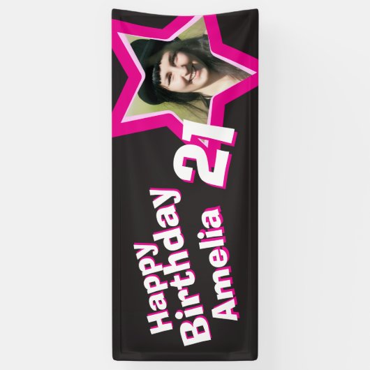 21歳の誕生日スターカスタムフォトバナー 横断幕 (縦)