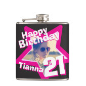 21歳の誕生日スター写真ガールズお尻フラスコ フラスク (正面)
