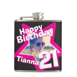 21歳の誕生日スター写真ガールズお尻フラスコ フラスク