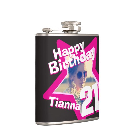 21歳の誕生日スター写真ガールズお尻フラスコ フラスク (右)