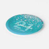 21歳の誕生日ティール（緑がかった色）ブルーグリーングリッター名 ペーパープレート (アングル)