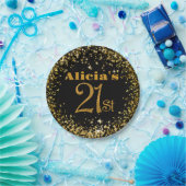 21歳の誕生日デコレーションパーティーの輝きモダン ペーパープレート (パーティー)