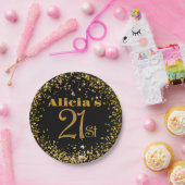 21歳の誕生日デコレーションパーティーの輝きモダン ペーパープレート (パーティー)