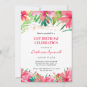 21歳の誕生日トロピカルストリングライトハワイアン 招待状 (正面)