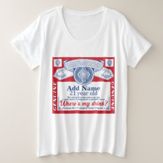 21歳の誕生日ドリンクを追加 プラスサイズTシャツ