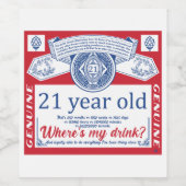 21歳の誕生日ドリンク法務、私の飲み物はどこにある ワインラベル (シングルラベル)