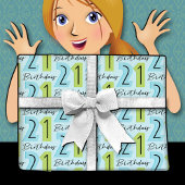 21歳の誕生日ナンバーズグリーンブルー ラッピングペーパーシート