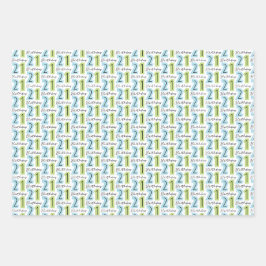 21歳の誕生日ナンバーズグリーンブルー ラッピングペーパーシート