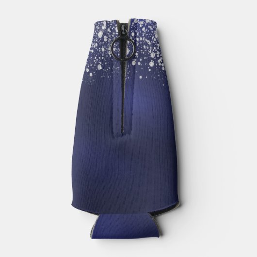 21歳の誕生日ネイビーブルーシルバーグリッターダスト名 ボトルクーラー (裏面)