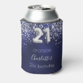 21歳の誕生日ネイビーブルーシルバーグリッターダスト名 缶クーラー (缶裏面)