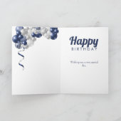 21歳の誕生日ネイビーブルーバルーン カード (内部)