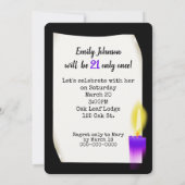 21歳の誕生日ネオンサインとキャンドル 招待状 (裏面)