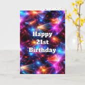 21歳の誕生日ネオン多角形アブストラクト カード (黄色い花)