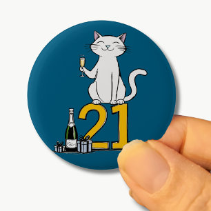 21歳の誕生日ネコお祝い21歳21歳 缶バッジ