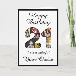 21歳の誕生日ハッピー21カスタム文字テンプレート カード