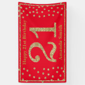 21歳の誕生日バナー（赤）と金ゴールドグリッター 横断幕 (縦)