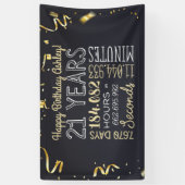 21歳の誕生日バナー- 21年（時間と秒） 横断幕 (縦)