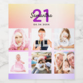 21歳の誕生日バラ金ゴールドの法的写真名 ワインラベル (シングルラベル)