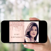 21歳の誕生日バラ金ゴールドカスタムグリッターフォトグラム 招待状