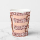 21歳の誕生日バラ金ゴールドグリッターストライプ 紙コップ (右)