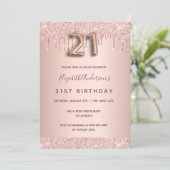 21歳の誕生日バラ金ゴールドグリッタードリップスピンクグラム 招待状 (スタンド正面)