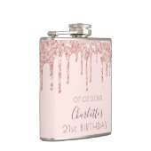 21歳の誕生日バラ金ゴールドグリッタードリップピンクモノグラム フラスク (右)
