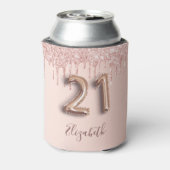 21歳の誕生日バラ金ゴールドグリッターピンクバルーンスタイル 缶クーラー (缶裏面)