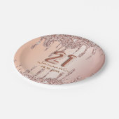 21歳の誕生日バラ金ゴールドグリッター乾燥 ペーパープレート (アングル)